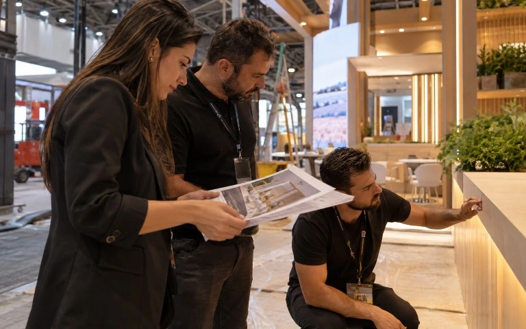 Equipe da Mobicom em acompanhamento de projeto de cenografia